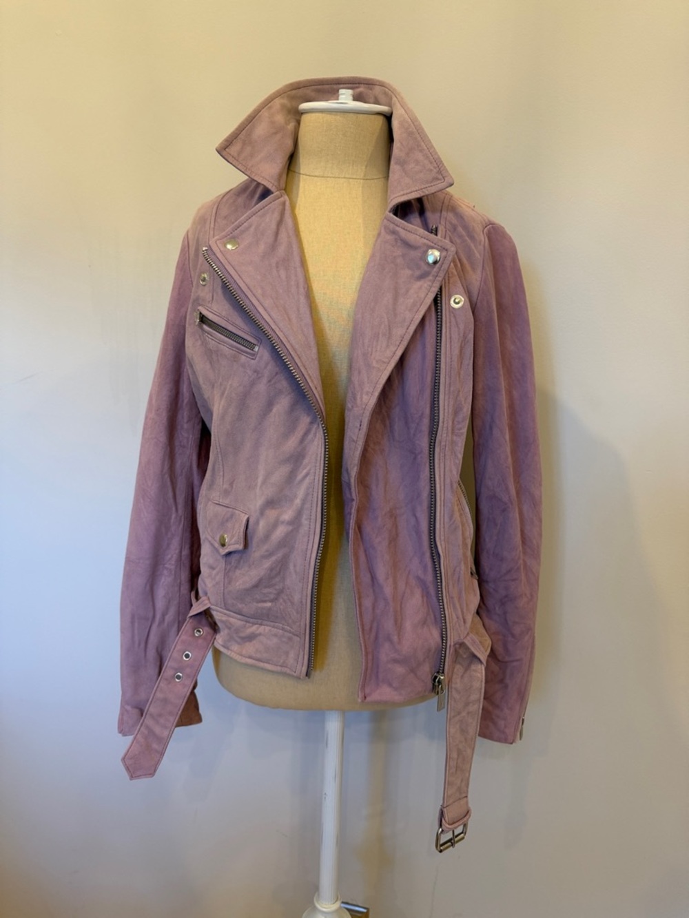 Scotch & Soda Dusty Mauve Suede Moto Jacket